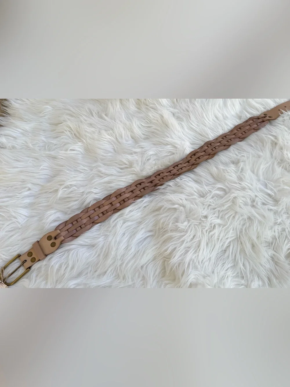 GAP Braided Leather Belt in Taupe
